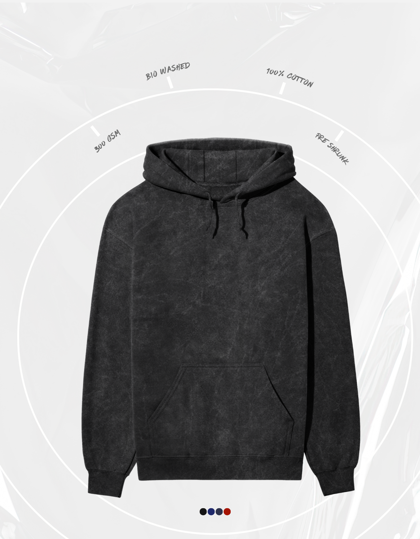 Black Unisex Acid Washed Hoodie | UH62