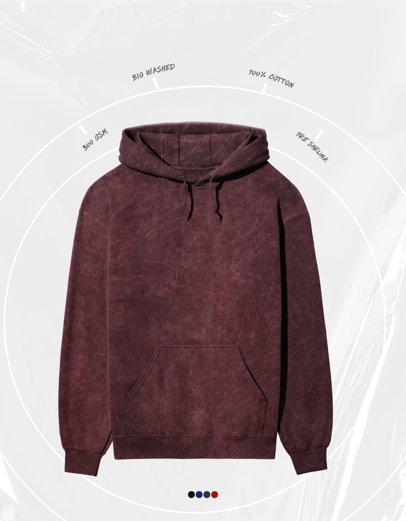 MaroonUnisex Acid Washed Hoodie | UH6